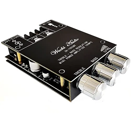 WANGCL ZK-1002MT 2 x 100 W Bluetooth 5.0 Placa amplificadora de subwoofer estéreo de alta potencia, amplificador de graves y agudos AUX