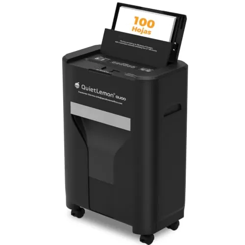100 Hojas Trituradora de Papel con Alimentación Automática, 60 min Continuo, Nivel P-4, Destructora Eléctrica, Papelera 20L, para Oficina/Casa/Industrial/Hogar