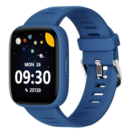 BIGGERFIVE Pulsera Actividad Niños Niñas 5-16, 1,8" Reloj Inteligente Podómetro, Frecuencia Cardíaca, Resistente al Agua IP68, Monitor de Sueño, Despertador, Juegos de Rompecabezas con/sin App
