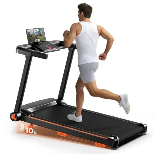 Abonow Cinta de Correr Plegable 2 en 1 con pasamanos – Motor sin escobillas 3,0 CV, Velocidad 1‑14 km/h, Pantalla LCD, Capacidad máx. 136 kg, para hogar y Oficina