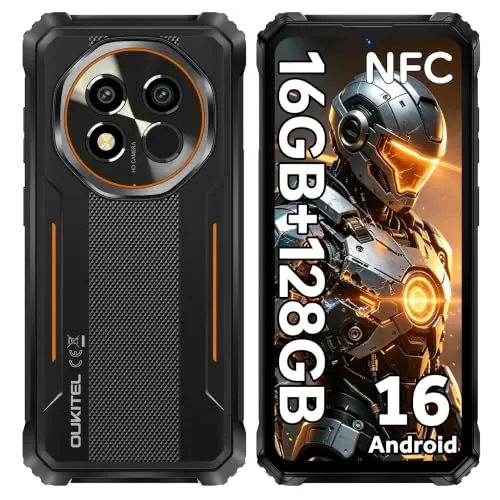 OUKITEL G6 Móvil Irrompible 10600mAh 16+128GB Smartphone Android 16 Naranja | 6.52" Movil Resistente, Cámara 64MP+8MP, NFC, 4G Dual SIM, Face ID, Huella Dactilar, GPS, IP68 IP69K MIL-STD-810H