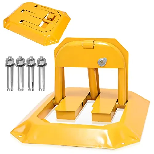 Sonnewelt 1 barrera de aparcamiento con 3 llaves, plegable, con 4 tornillos de expansión, cerradura universal de aparcamiento, postes de barrera para garaje y entrada (amarillo)