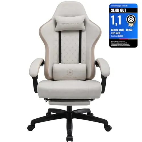 GTPLAYER Silla de Gaming, Silla de Oficina con Cojín con Muelles Ensacados, Reposapiés y Reposapiés articulados, Silla de Ordenador Ergonómica con Respaldo Alto con Soporte Lumbar IW