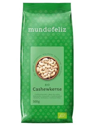 Mundo Feliz - Anacardos ecológicos enteros, 2 bolsas de 500 g