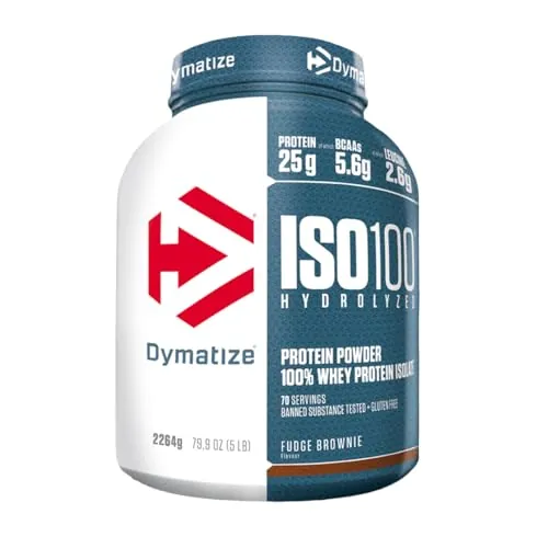 Dymatize ISO 100 Hydrolyzed Fudge Brownie 2264g - Hidrolizado de Proteína de Suero Whey + Aislado en Polvo