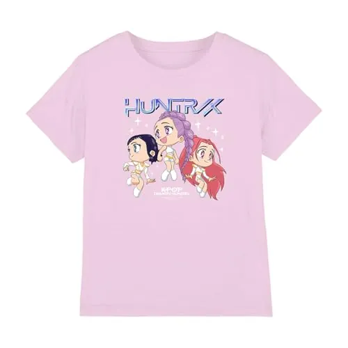 K-Pop Demon Hunters KPOP Demon Hunters-Huntrix Chibi Group T Shirt, Light Pink, 5-6 Years Unisex Kids