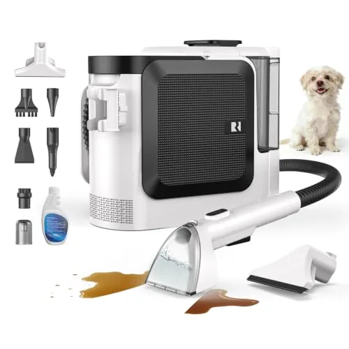 Redkey C2 Aspiradora de Agua Tapicería Lava y Aspira con Vapor, 1800W 26000Pa Aspirador de Alfombras, Limpiador de Tapicerías Vapor 4 en 1 para Ventanas, Coche, 7 Accesorios y Solución de Limpieza