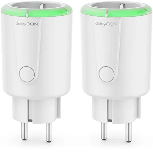 deleyCON 2X Temporizador Digital Función de Cuenta Atrás Temporizador con Enchufe 15 a 75 Minutos de Tiempo de Conmutación máx. 1800W Protección de Contacto para Interiores Blanco