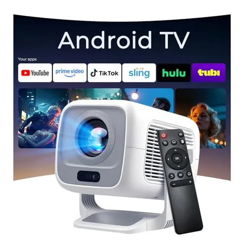 [1080P Nativo, Auto Focus] Smart Proyector con 4K Soporte, Auto Keystone, 600 ANSI, App Integrada, Inteligente Projector Portatil con WiFi 6 Bluetooth 5.4, Compatible con HDMI/iOS/Android/USB LYNCAST