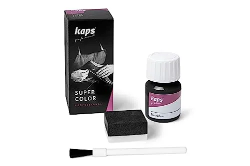 Tinte para Zapatos y Bolsos de Cuero y Textil con Esponja y Brocha, Kaps Super Color, 70 Colores (118 - negro)