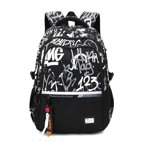 Amythe Mochilas Escolares Adolescentes 32 L con Correa para Carro, Negro