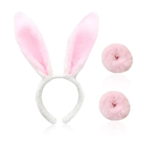COACOM Diadema de conejo, felpa, 18 cm, para mujeres y niñas, rosa, disfraz
