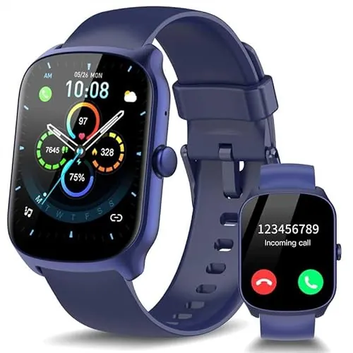 STECEi Smartwatch Hombre Mujer, Pantalla Curva HD de 1,95", Reloj Inteligente con Contestar/Realizar Llamadas, 112 Modos Deportivos, Podómetro/Sueño/Frecuencia Cardíaca, IP68 Sumergible, Azul