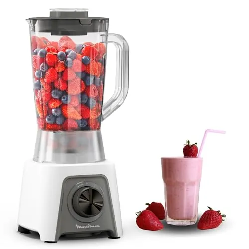 Moulinex Blendeo+, Batidora de vaso de 450 W, Jarra de 1,5 L, Blanca