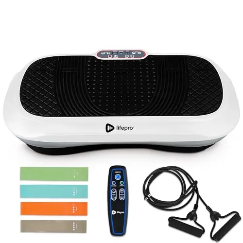 LifePro Waver - Máquina de Ejercicio con Placa de vibración para Entrenamiento Cuerpo Completo, 99 Niveles Velocidad, Bandas Resistencia, Control Remoto, Fitness en casa y Plataforma - Blanco