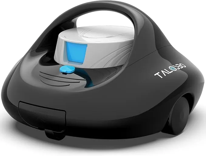 Pleco Se Robot Limpiafondos Piscina, Limpieza Potente de 130 Minutos, Carga Rápida en 2,5 Horas, Motor de Doble Tracción, Ideal para Piscinas de Fondo Plano de hasta 80 m²
