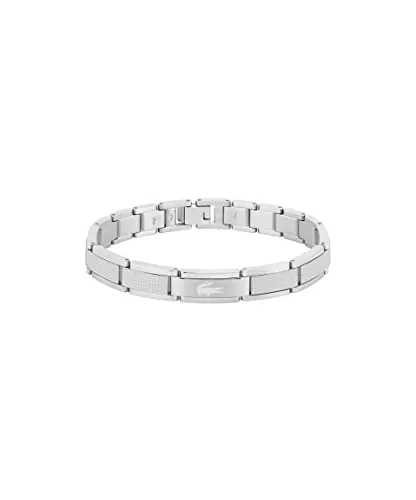 Lacoste Pulsera de Eslabones para Hombre Colección STENCIL en Acero Inoxidable Adornado con un Patrón Petit Piqué - 2040188