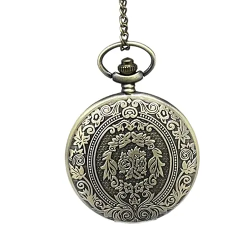 GNALIA Reloj De Bolsillo Hombre 1 Unidad, Reloj De Cuarzo Vintage Con Cadena Y Números Árabes, Color Bronce Antiguo Para Hombres Mujeres Regalo Cumpleaños Aniversario