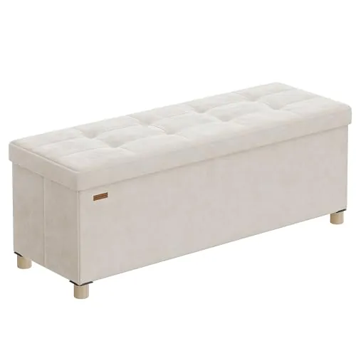 SONGMICS Puff Almacenaje, Banco Plegable, 110 x 38 x 40 cm, 112 L