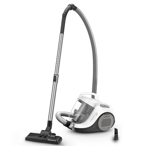 Rowenta Swift Power Cyclonic Classic – Aspiradora sin bolsa potente de 750W, tecnología ciclónica, cabezal alto rendimiento, 3 niveles filtración, 7,5m radio acción, posición parking, blanco