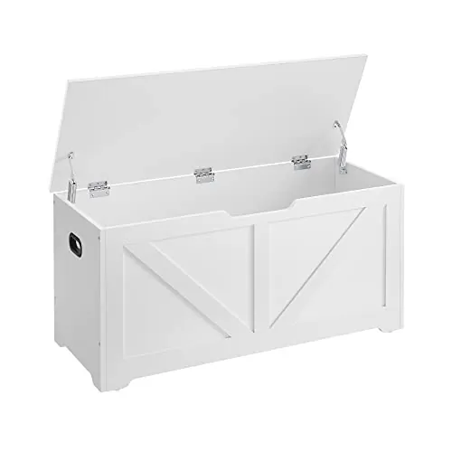 VASAGLE Puff Almacenaje, con 2 Bisagras de Seguridad, 100 x 40 x 46 cm