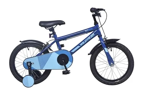 Wildtrak - Bicicleta 16 pulgadas para niños de 3 a 7 años con ruedines con ruedines - Azul