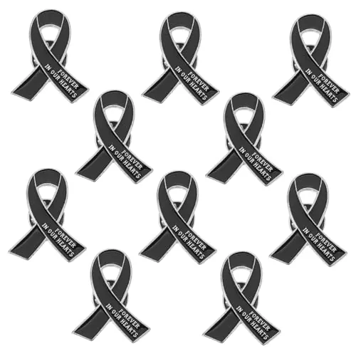 minkissy Broche de Solapa Lazo Negro Conmemorativo 10 Piezas Pin de Recuerdo Metálico Grabado Insignia para Ropa Mochila y Fiesta Accesorio para Homenaje y Ceremonia