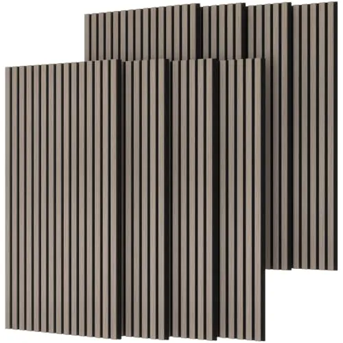 TONOR Paneles Acusticos Decorativos Madera, 120x60-5.76㎡, 8 Pack, Gris | Paneles Decorativos para Pared Mdf, Panel Decorativo Pared, Decoracion para Habitacion, Salon, Oficinam, Panel tv