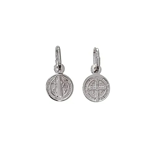 Minoplata Medalla San Benito pequeña de Plata de ley 925 8mm diámetro un Colgante unisex