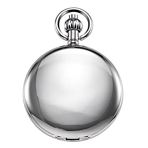 TREEWETO Relojes de bolsillo para hombre y mujer, reloj de bolsillo mecánico antiguo en dorado/plata con cadena, plata, Antiguo
