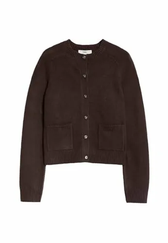 Marks & Spencer Air-Yarn Crew Neck Button Front Cropped Cardigan M