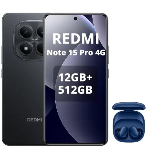 XIAOMI REDMI Note 15 Pro 4G Smartphone 12+512GB, Incluye Auriculares Azules
