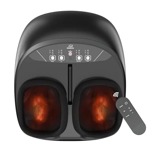 Snailax Masajeador de pies con calor, masajeador de pies Shiatsu con amasado por compresión vibración, masajeador eléctrico para pies, calentador de pies con mando a distancia, regalos para
