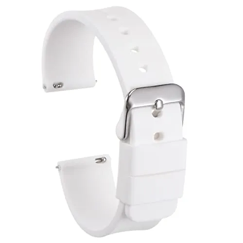 sourcing map Correa de Reloj de Silicona, 14mm de Ancho, Banda de Reloj de Caucho Blando de Repuesto con Hebilla de Acero Inoxidable Liberación Rápida, para Hombr Mujer, Blanco