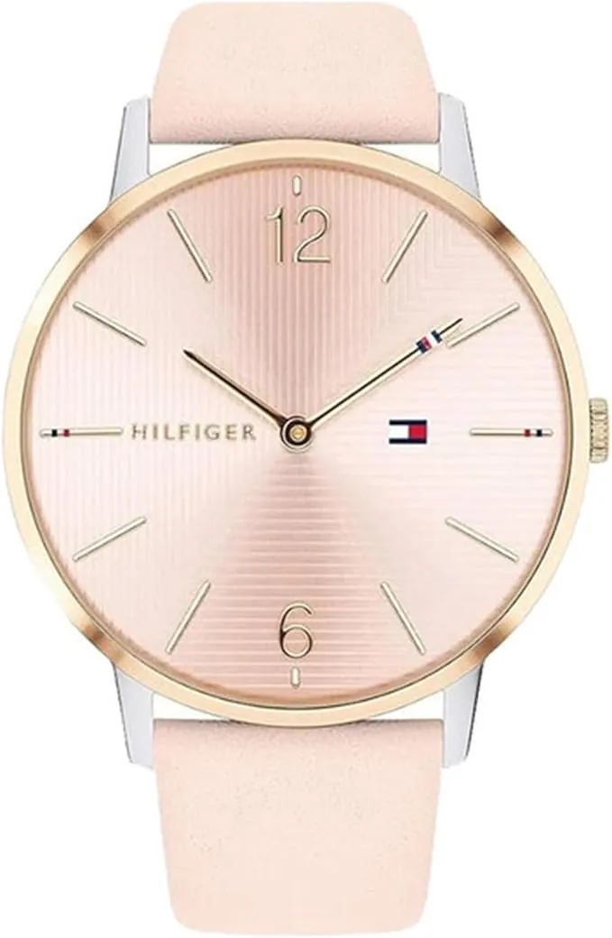 Tommy Hilfiger Reloj Analógico de Cuarzo para Mujer con Correa de Malla de Acero Inoxidable Plateada o Correa de Cuero Rosa