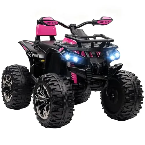 HOMCOM Quad Eléctrico para Niños 12V 10AH con 2 Motores y Suspensión Rosa