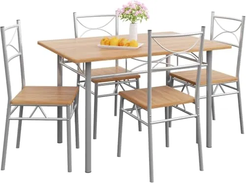 CASARIA Set de Mesa y Sillas Comedor Completo para 4 Personas