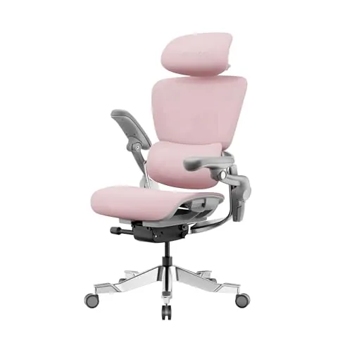 HINOMI H2Pro Silla Ergonómica - Silla Oficina Ajustable y Reclinable con Soporte Lumbar, Reposacabezas Ajustable, Reposabrazos Plegables y Ajustables, Malla Transpirable, Ruedas Giratorias (Rosa)