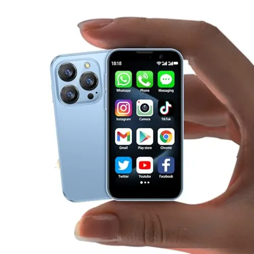 BLKE S Mini Smartphone con Pantalla táctil HD de 3,0", teléfono Android Mini Desbloqueado, reconocimiento Facial, WiFi, GPRS, Cuerpo Ultrafino para niños, teléfono móvil con Quad-Core Azul