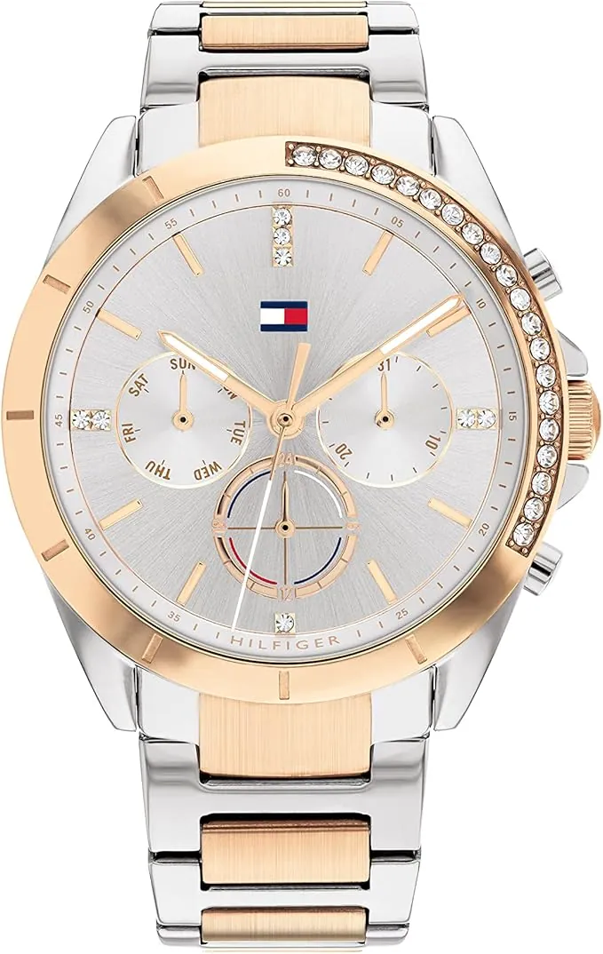 Tommy Hilfiger Reloj Analógico de Cuarzo Multifunción para Mujer con Correa de Acero Inoxidable - Disponible en versión Oro o Plata