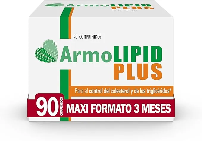 ArmoLIPID PLUS - Complemento Alimenticio Para el Control del Colesterol y de los Triglicéridos, Con Levadura Roja de Arroz, Berberina, Coenzima Q10, Astaxantina y Ácido Fólico, 90 Comprimidos