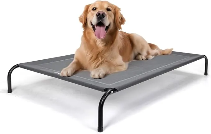Nobleza Cama Elevada Perro Grande, Cama Refrescante Perro, Cama de Mascotas Transpirable para Exterior Interior Jardín Terraza, Cama Perro Robusto Lavable, Gris, XL, 137x90x20CM