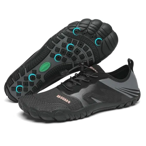 SAGUARO Mujer Hombre Escarpines - Barefoot Mujer Hombre Calzado Respetuoso Zapatillas Minimalistas Escarpines Agua Deportivas Zapatos Barefoot para Playa Surf Rio Piscina Negrooscuro, Gr.44