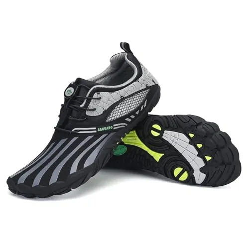 SAGUARO Mujer Hombre Barefoot Zapatillas Minimalistas Zapatillas de Trail Running Antideslizante Calzado Barefoot para Fitness Trekking Gym SC Gris,Gr.37