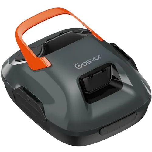 Gosvor (Nuovo 2026 Robot limpiafondos Piscina Sin Cables - Autonomía 90 Min, Autoestacionamiento,para Piscinas hasta 80m², Filtro 180 Micras, Limpiafondos Automático Inalámbrico,Gris-Naranja
