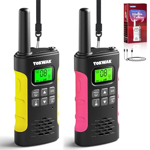 Walkie Talkie Recargable de Largo Alcance para Niños Adultos USB-C 2 Piezas