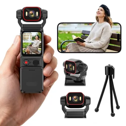 Pudet Luo Camara Deportiva 4K, Estabilización de 6 Ejes Videocamara 360, Pantalla de Vista Previa WiFi en Vivo Camara Video Estabilizador para Ciclismo, Vlogging, Viajes y Deportes al Aire Libre