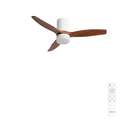 CREATE / WINDCALM S/Ventilador de techo ABS con luz blanco aspas efecto madera oscura con mando / 40W, Temporizador, Ø112 cm, 3 temperaturas de luz, función verano-invierno
