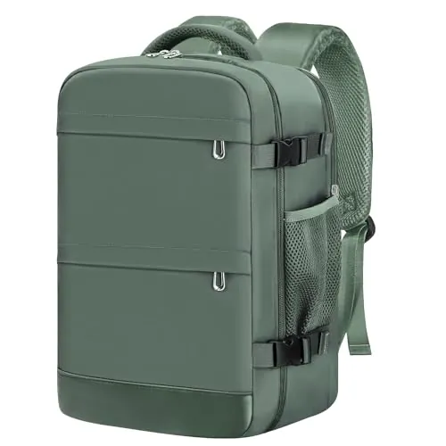 KIRFEIHT Mochila Viaje Cabina Avion 40x20x25 20L para Ryanair - Ordenador Portátil 14 Pulgadas Maletas de Cabina Pequeña Equipaje de Mano para Negocios y Ocio - Verde
