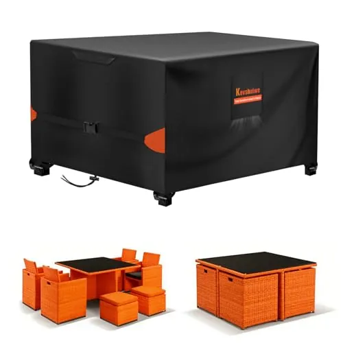 Kovshuiwe Fundas impermeables 90x90x90 cm, 420D tela Oxford, resistentes al viento y UV, para muebles de jardín y mesas de patio